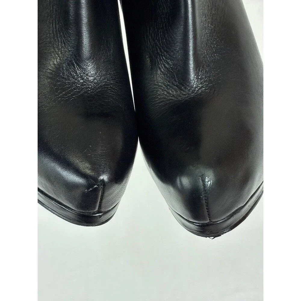ALDO Leather Platform Stiletto Ankle Boots -8.5 Black Straps Whimsigoth Gothic